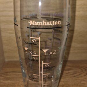 Vtg Cocktail Mixing Glass Shaker Arcoroc France Clear w/ Recipe Martini Fin fizz